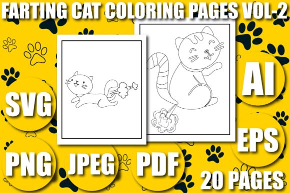 FARTING CAT KDP COLORING PAGES VOL-2 Illustration Pages et livres de coloriage pour enfants Par Nandi Store