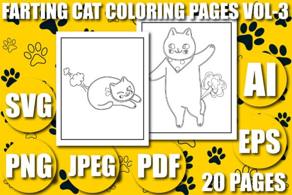 FARTING CAT KDP COLORING PAGES VOL-3 Illustration Pages et livres de coloriage pour enfants Par Nandi Store