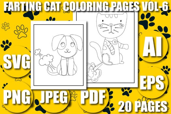 FARTING CAT KDP COLORING PAGES VOL-6 Illustration Pages et livres de coloriage pour enfants Par Nandi Store