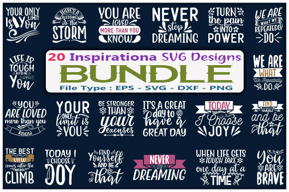 Inspirational Quotes Design Bundle Graphic Crafts By creative_store