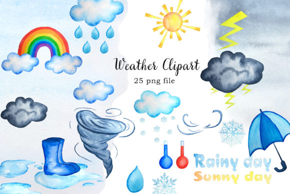 Weather Clipart, Weather Png, Clouds Png Graphic Illustrations By GlushkovaDesign