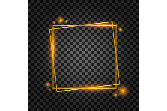 Vector Golden Frame with Lights Effects. Graphic Illustrations By DG-Studio