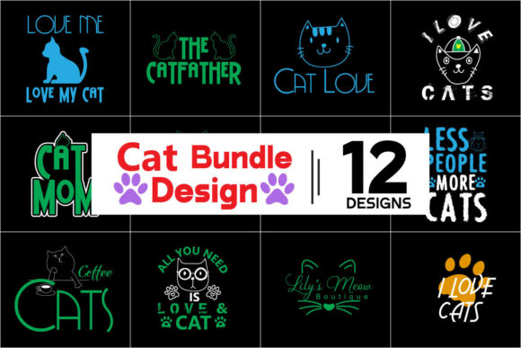 Cat Bundle Gráfico Diseños de Camisetas Por Pro Design