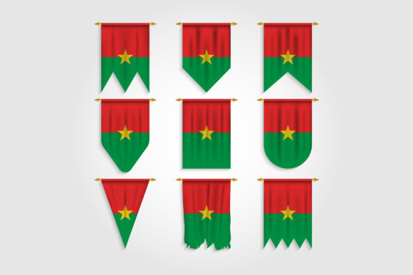 Burkina Faso Flag in Different Shapes Graphic Objects By medelwardi