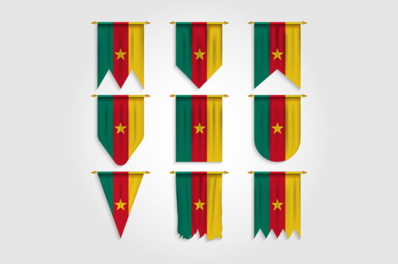Cameroon Flag in Different Shapes Graphic Objects By medelwardi