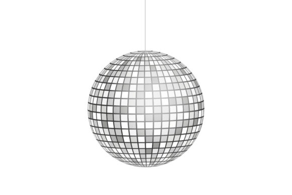 Silver Disco Ball Icon Isolated on Grays Graphic Illustrations By DG-Studio