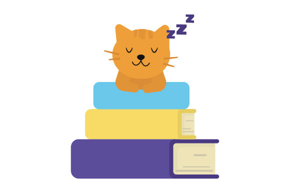 Cat Sleeping on a Stack of Books Cats Craft Cut File By Creative Fabrica Crafts