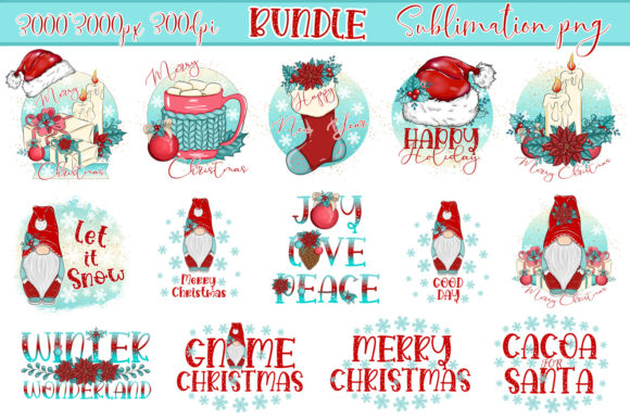 Christmas Gnomes Sublimation Bundle Graphic Crafts By LerVik