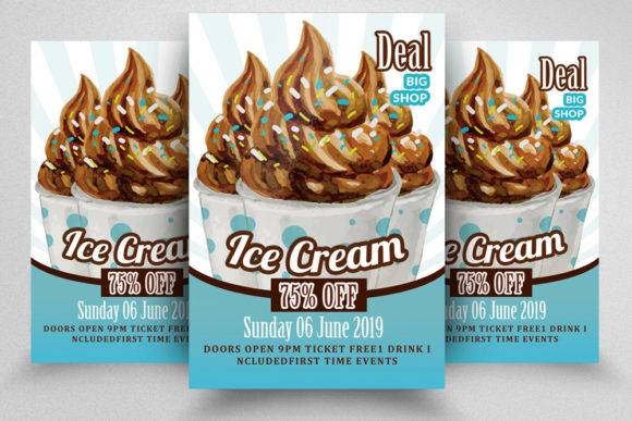 Ice Cream Flyer/Poster Graphic Print Templates By Leza Sam