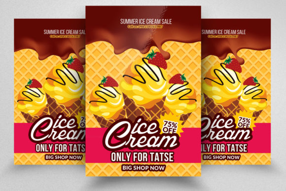 Ice Cream Sale Flyer Graphic Print Templates By Leza Sam