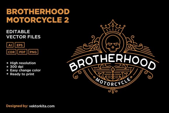Brotherhood Motorcycle 2 Afbeelding Afdrukbare Illustraties Door vektorkita