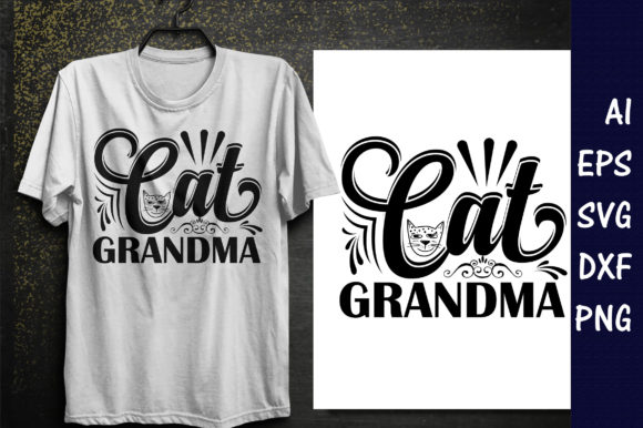 Cat Grandma Afbeelding T-shirt Designs Door asiksithi20