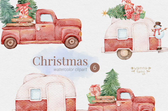 Christmas Watercolor Clipart, PNG Graphic Illustrations By Wannafang