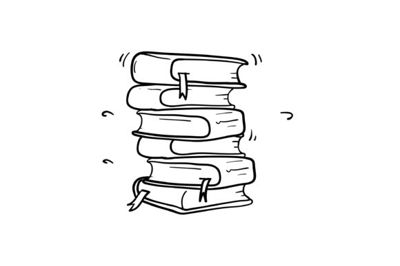 Doodle Stack of Books Sketch Graphic Illustrations By Devita Ayu Silvianingtyas