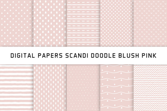 Scandi Doodle Blush Pink Digital Papers Graphic Patterns By Creative Tacos