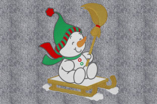 Snowman on the Luge Winter Embroidery Design By embroidery dp 1