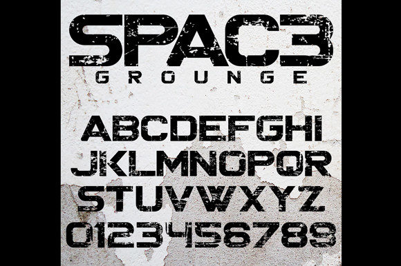 Spac3 Grounge Sans-Serif-Schriftarten Schriftart Von Qbotype Fonts
