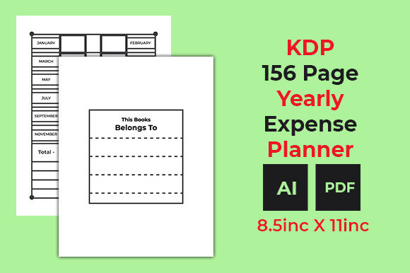 Kdp Yearly Expense Planner Gráfico Interiores KDP Por Graphictrend