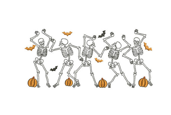 Halloween Skeleton Dancing Halloween Embroidery Design By carl_embroidery