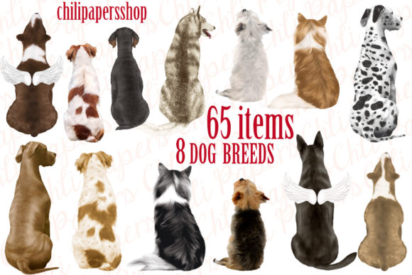 Dogs Clip Art,Dog Breeds Clipart Graphic Illustrations By ChiliPapers