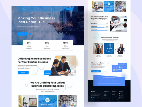 Business Consultant Web Page Template Graphic Landing Page Templates By ordainit