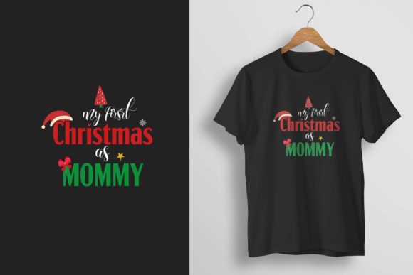 First Christmas As Mommy Mom T-Shirt Illustration Designs de T-shirts Par TeeBay