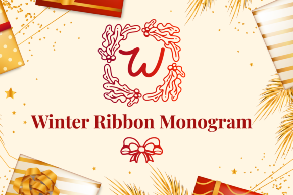 Winter Ribbon Monogram Decorative Font By attypestudio
