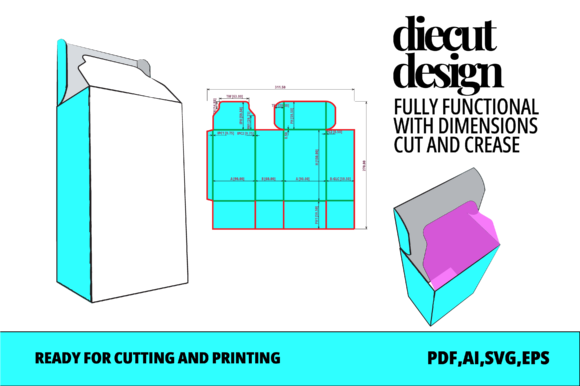 Box Diecut Template Design Illustration Modèles d'Impression Par Minimalistartstudio