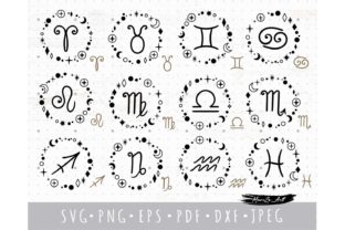 Zodiac Sings, Astrology Horoscope SVG Graphic Illustrations By MySpaceGarden 1