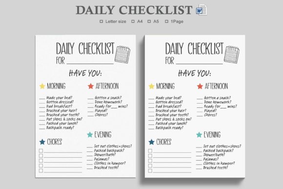 Daily Checklist,Daily Planner Gráfico Interiores KDP Por watercolortheme