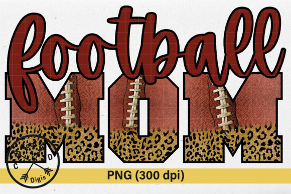Football Mom Maroon Gold Leopard PNG Grafika Projekty Koszulek Przez Cool Digis
