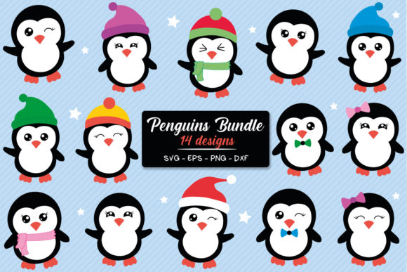 Penguins Bundle Svg, Christmas Penguins Gráfico Manualidades Por All About Svg