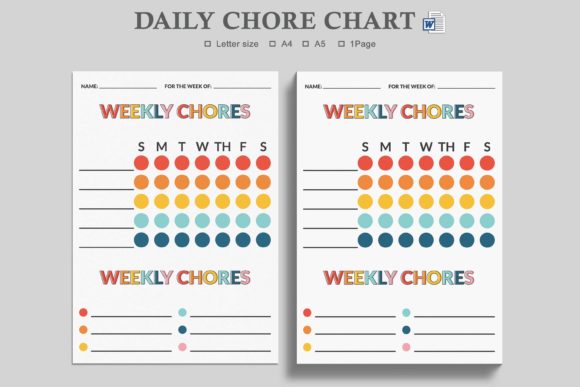 Weekly Chart,Chore Chart Graphic KDP Interiors By watercolortheme