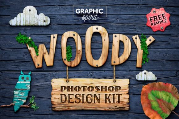 Woody Photoshop Design Kit Grafika Kreatywne Dodatki Przez Graphic Spirit