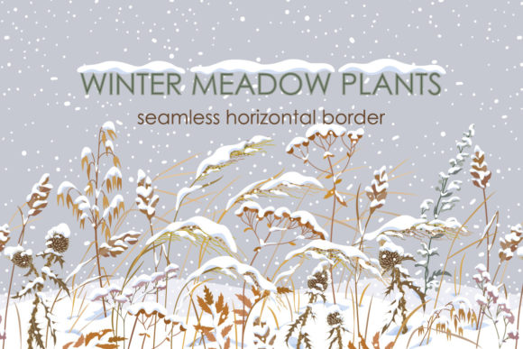 Meadow Plants Under the Snow Graphic Patterns By Valentyna_S
