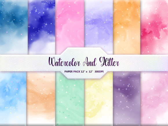 Watercolor and Glitter Background Graphic Backgrounds By DifferPP