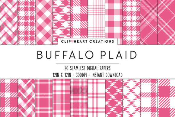 Buffalo Plaid Seamless Digital Papers Graphic Patterns By clipheartcreations