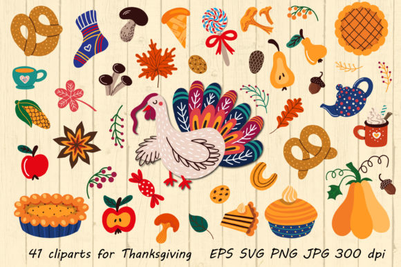 Thanksgiving Cliparts Bundle Graphic Illustrations By Art's and Patterns