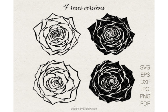 Rose SVG Outline Flower Vector Illustration Icônes Par DigitalArsiart