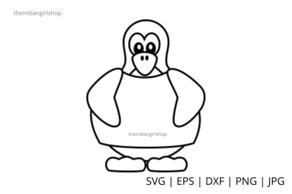 Penguin in Shirt Outline Vector | SVG Graphic Illustrations By The Indian Girl Shop