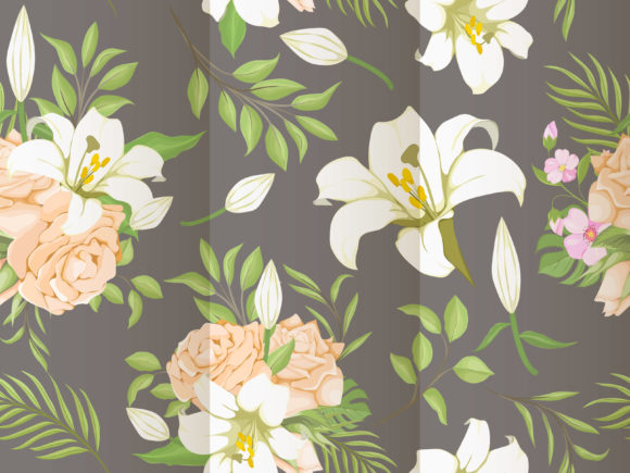 Beautifull Seamless Pattern Lily Flowers Grafik Papier-Muster Von lukasdediz