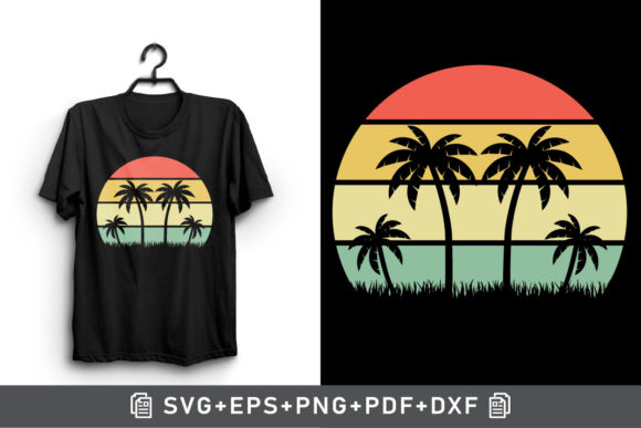 Retro Palm Tree Sunset Clipart Graphic Illustrations By Arman Design