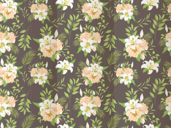 Seamless Pattern Design Lily Flowers Grafik Papier-Muster Von lukasdediz