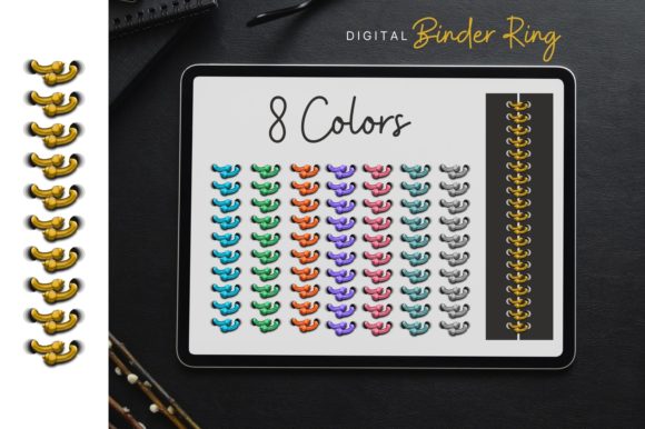 Digital Planner Binder Rings Metalic Graphic Objects By Cnxsvg