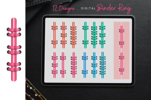 Digital Planner Binder Rings Metalic Graphic Objects By Cnxsvg