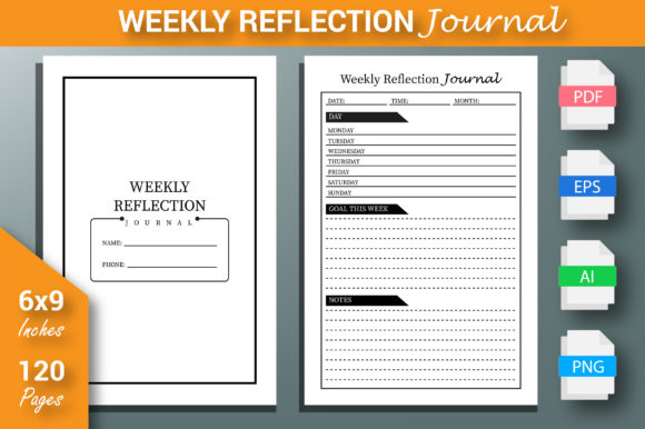 Weekly Reflection Journal Illustration Intérieurs KDP Par KDP Unique