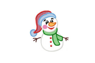 Snowman Applique Winter Embroidery Design By EmbroDizz 2