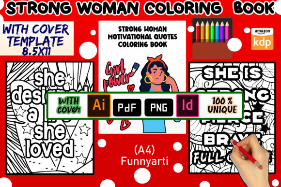 Strong Woman Coloring Book for Kdp Grafik Ausmalseiten & Malbücher für Erwachsene Von Funnyarti