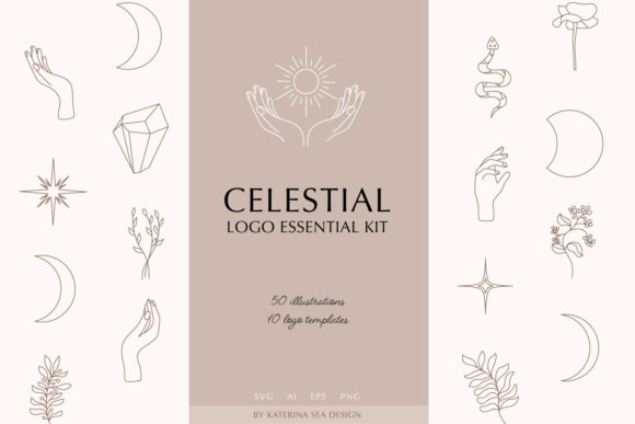 Celestial Logo Elements Collection Gráfico Logos Por Katerina.Sea.Design