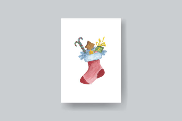 Cute Watercolor Christmas Socks Graphic Illustrations By Design Lever